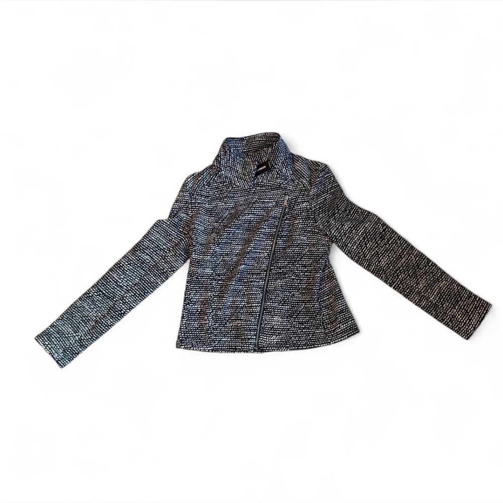 Express Jacket Collared Asymmetrical Zip Black/Wh… - image 1